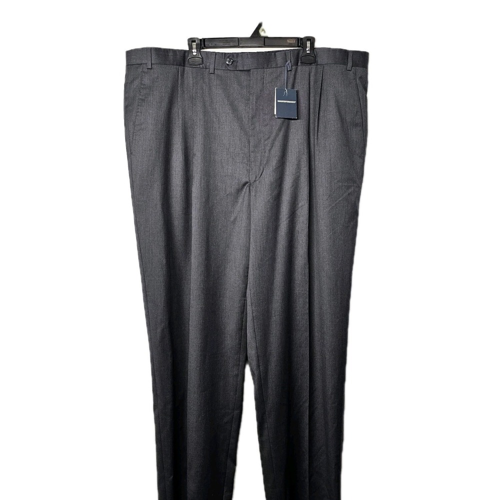 NWT Jack Victor Pants Mens 46 Unhemmed Gray 100% Wool Pleated Dress Slacks